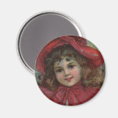 Oud Kerstkind met rode Victoriaanse jurk Magneet (Voorkant / Achterkant)