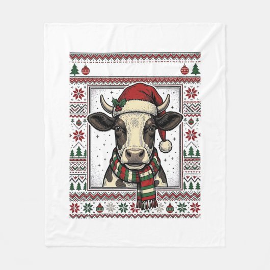 Oud kerstkoe lelijk T-shirtontwerp_1 Fleece Deken (Voorkant)