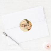 OUD KERSTMANNETJE EN MEISJE RONDE STICKER (Envelop)