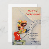 Oud Kerstmeisje dat hard werkt Feestdagenkaart (Voorkant / Achterkant)