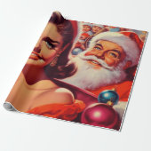 Oud kerstmeisje en kerstman cadeaupapier (Uitgerold)