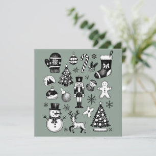 Oud Kerstmis 90s Collage Retro Kerstmis Feestdagenkaart