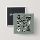 Oud Kerstmis 90s Collage Retro Kerstmis Vierkante Button 5,1 Cm (Voorkant /achterkant)