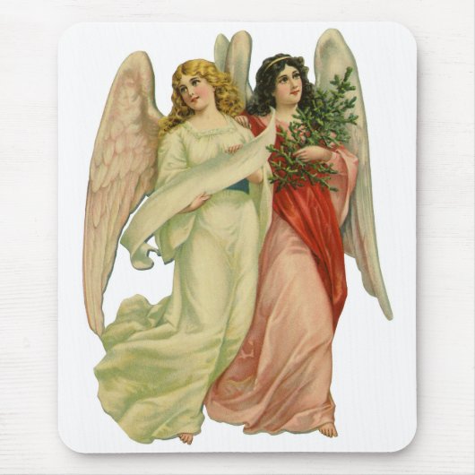 Oud Kerstmis, Antieke Victoriaanse Engel Die Cut Muismat (Voorkant)