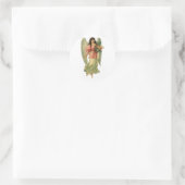 Oud Kerstmis, Antieke Victoriaanse Engel Ronde Sticker (Tas)