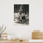 Oud Kerstmis, Beste Vrienden op Ski's Poster (Keuken)