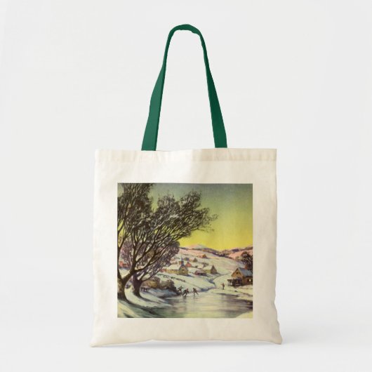 Oud Kerstmis, Bevroren meer met schaatsers Tote Bag (Voorkant)