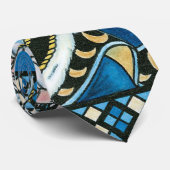 Oud Kerstmis, Blauwe Kerstman met Sneeuwbol Stropdas (Opgerold)
