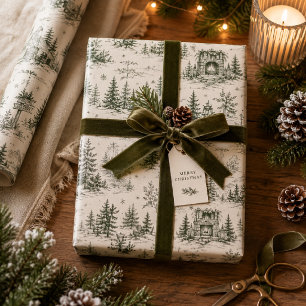 Oud Kerstmis Bos Toile Cadeaupapier