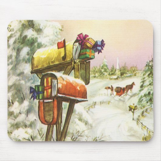 Oud Kerstmis, Brievenbussen in Winterlandschap Muismat (Voorkant)