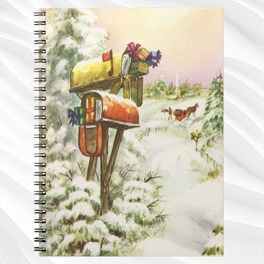 Oud Kerstmis, Brievenbussen in Winterlandschap Notitieboek