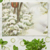 Oud Kerstmis, Brievenbussen in Winterlandschap  Theedoek (Gevouwen)