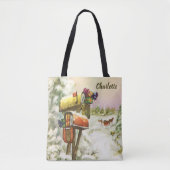 Oud Kerstmis, brievenbussen in winterlandschap Tote Bag (Voorkant)