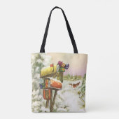 Oud Kerstmis, brievenbussen in winterlandschap Tote Bag (Achterkant)