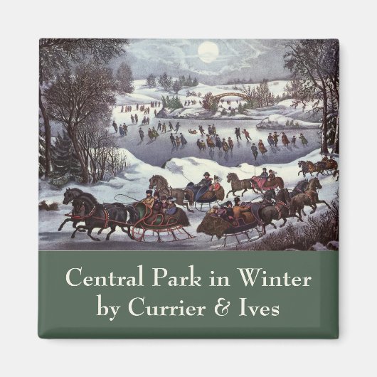 Oud Kerstmis, Central Park in de Winter Magneet (Voorkant)