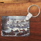 Oud Kerstmis, Central Park in de Winter Sleutelhanger (Voorkant)