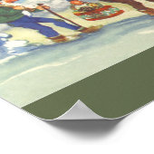 Oud Kerstmis, elfen in het besneeuwde woud winter Poster (Hoek)