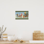Oud Kerstmis, elfen in het besneeuwde woud winter Poster (Keuken)
