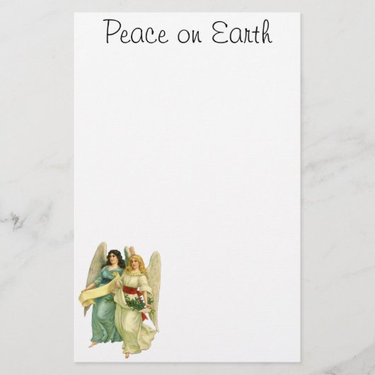 Oud Kerstmis, Engelachtige Victoriaanse Engelen Briefpapier (Voorkant)