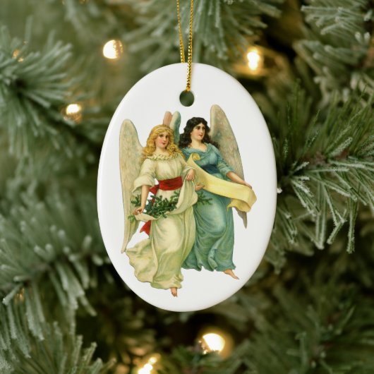 Oud Kerstmis, Engelachtige Victoriaanse Engelen Keramisch Ornament (Boom)