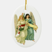 Oud Kerstmis, Engelachtige Victoriaanse Engelen Keramisch Ornament (Voorkant)