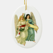 Oud Kerstmis, Engelachtige Victoriaanse Engelen Keramisch Ornament (Achterkant)