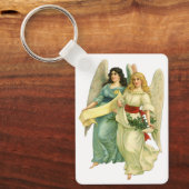 Oud Kerstmis, engelachtige Victoriaanse engelen Sleutelhanger (Voorkant)