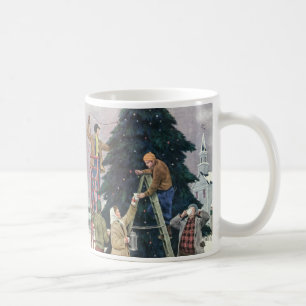 Oud Kerstmis, Familie die Lichtjes aan de Boom Han Koffiemok