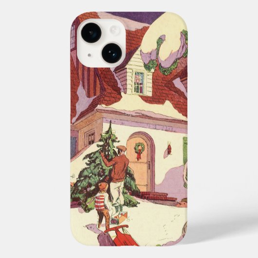 Oud Kerstmis, familiehuis in de sneeuw Case-Mate iPhone Case (Achterkant)