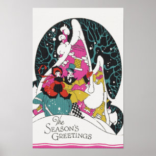 Oud Kerstmis, Fancy Victoriaanse stadsmensen Poster