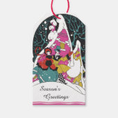 Oud Kerstmis, Fancy Victorianse stadsmensen Cadeaulabel (Voorkant)