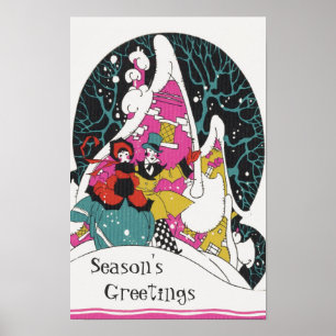 Oud Kerstmis, Fancy Victorianse stadsmensen Poster