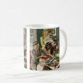 Oud Kerstmis, Gelukkige Familie die Cadeaus Inpakt Koffiemok (Voorkant rechts)