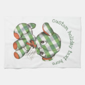 Oud Kerstmis Gingham Hond Knuffel Dier Theedoek (Horizontaal)