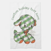 Oud Kerstmis Gingham Hond Knuffel Dier Theedoek (Verticaal)
