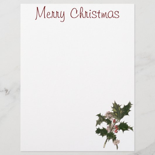 Oud Kerstmis, groene hulstplant met bessen (Voorkant)