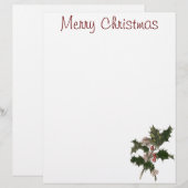 Oud Kerstmis, groene hulstplant met bessen (Voorkant / Achterkant)