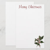 Oud Kerstmis, groene hulstplant met bessen Briefpapier (Voorkant / Achterkant)