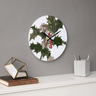 Oud Kerstmis, groene hulstplant met bessen Grote Klok
