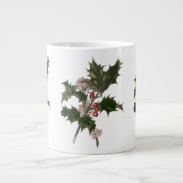 Oud Kerstmis, groene hulstplant met bessen Grote Koffiekop