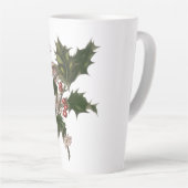 Oud Kerstmis, groene hulstplant met bessen Latte Mok (Rechterhoek)
