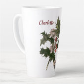 Oud Kerstmis, groene hulstplant met bessen Latte Mok (Linkerhoek)