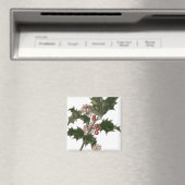 Oud Kerstmis, Groene Hulstplant met Bessen Magneet (Insitu (Vaatwasser))