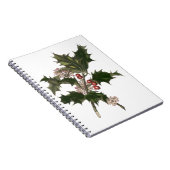 Oud Kerstmis, groene hulstplant met bessen Notitieboek (Rechterzijde)