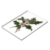 Oud Kerstmis, groene hulstplant met bessen Notitieboek (Linkerzijde)