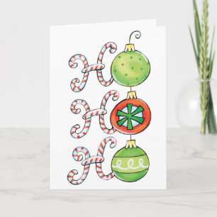 Oud Kerstmis, HO HO HO! Kerststok Ornamenten Feestdagen Kaart