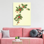 Oud Kerstmis, Hulstplant met Rode Bessen Canvas Afdruk (Insitu (Woonkamer))