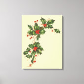 Oud Kerstmis, Hulstplant met Rode Bessen Canvas Afdruk (Voorkant)