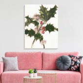 Oud Kerstmis, Hulstplant met Rode Bessen Canvas Afdruk (Insitu (Woonkamer))
