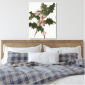Oud Kerstmis, Hulstplant met Rode Bessen Canvas Afdruk (Insitu (Slaapkamer))